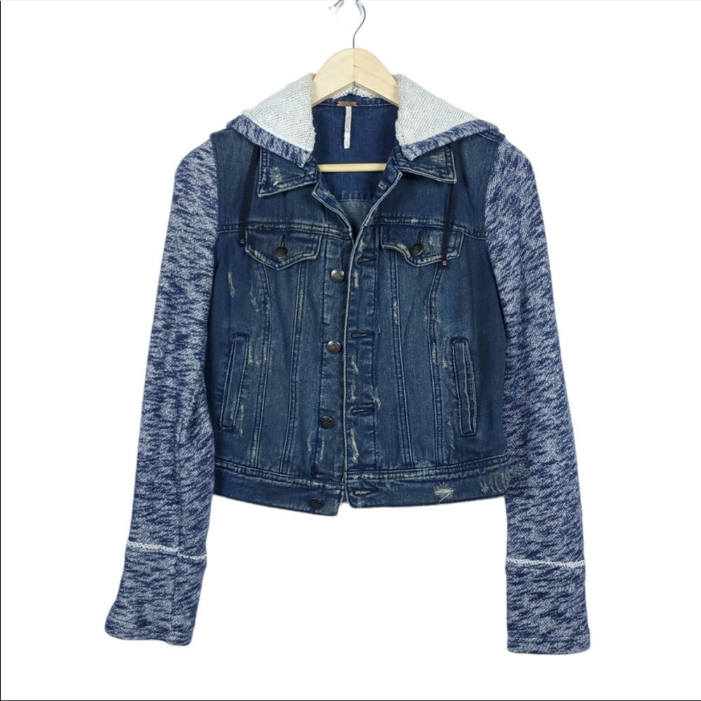 Free People Denim Knit Jacket - NWOT
